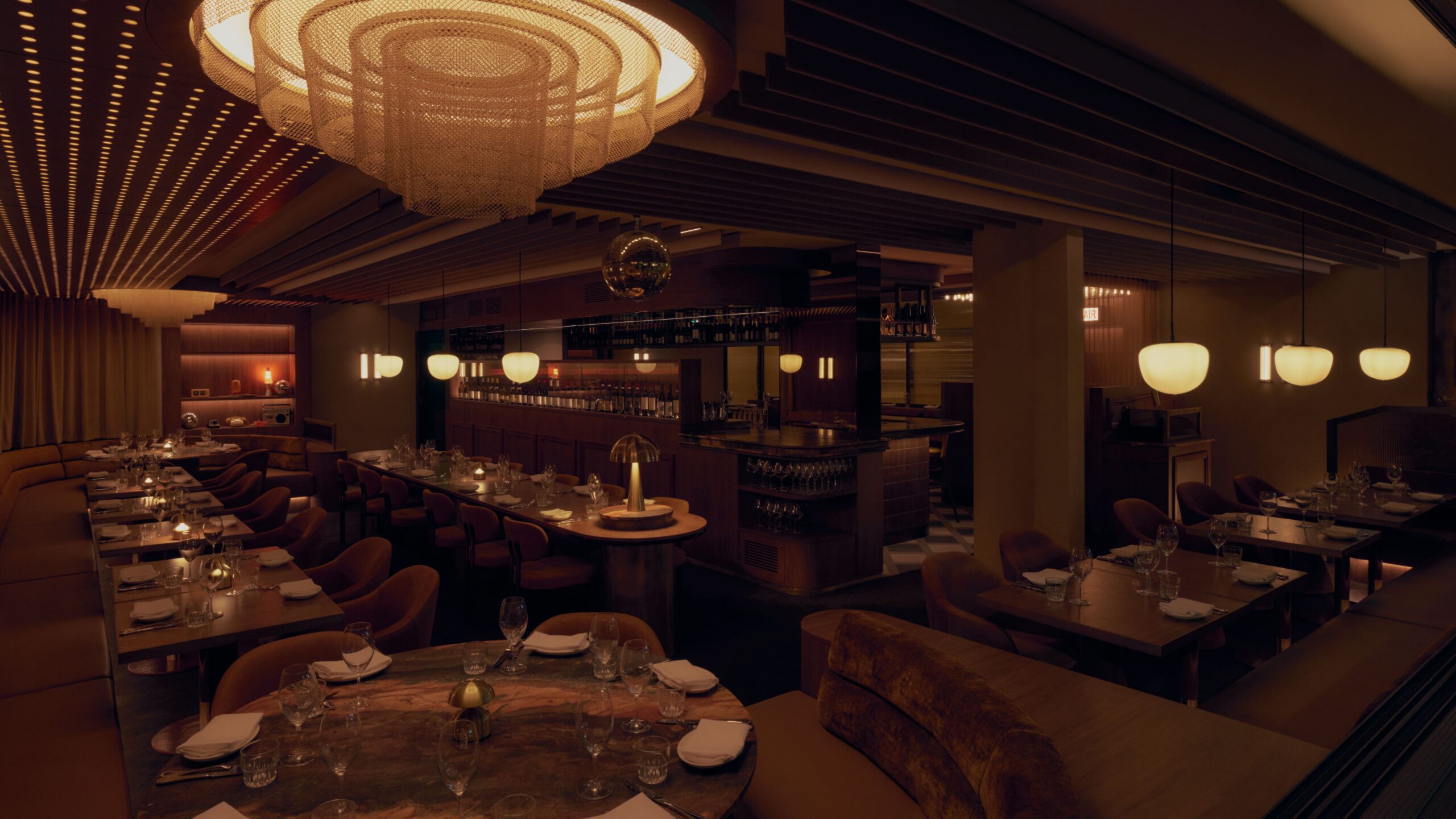 The bar area at Penelope set for a cocktail event